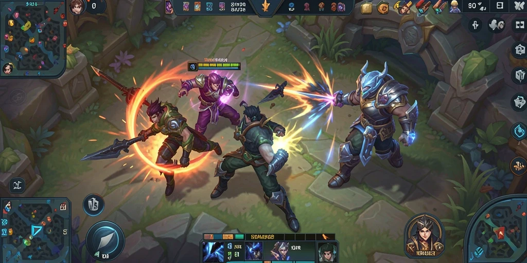 Tampilan gameplay seru dari 8QR dalam mode MOBA.