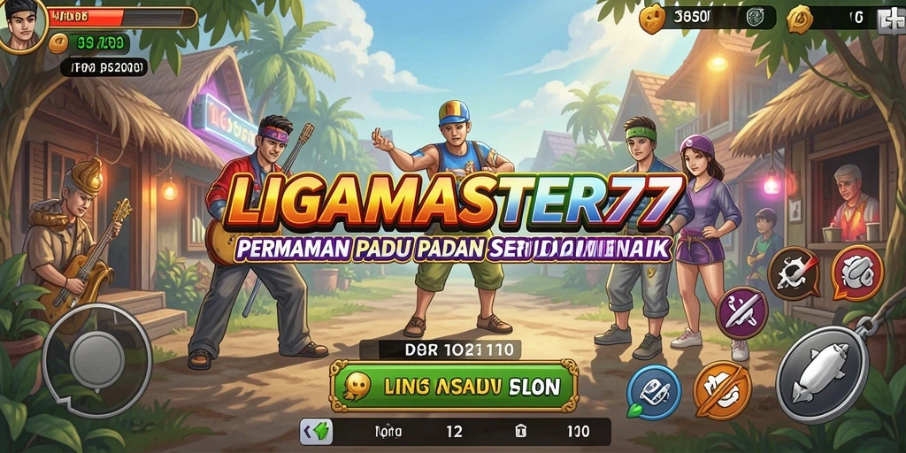 Screenshot gameplay LIGAMASTER77 menampilkan kombinasi warna yang cerah dan item unik.