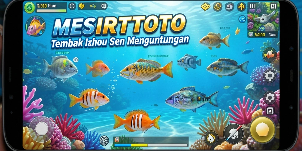 Tampilan gameplay MESIRTOTO dengan aksi Tembak Ikan yang seru.