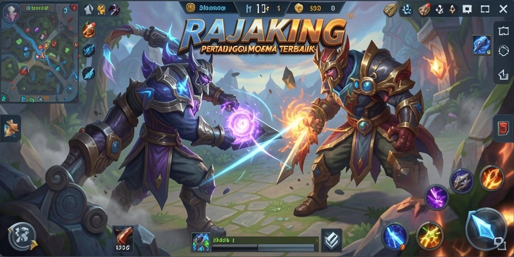 Tampilan dinamis dari gameplay MOBA di RAJAKING.
