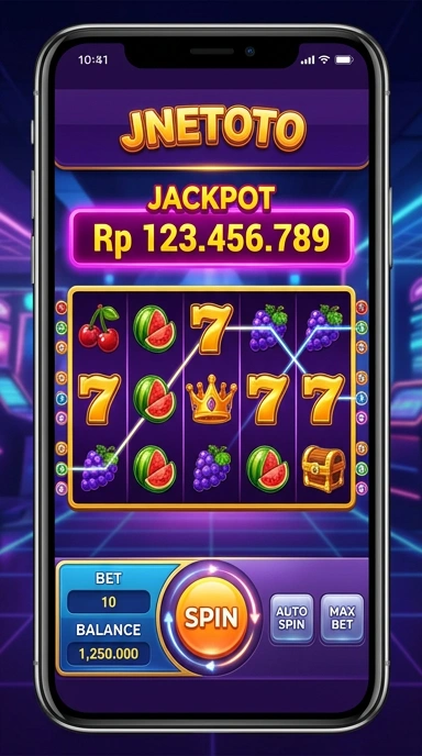 Tampilan utama aplikasi jnetoto yang user-friendly.